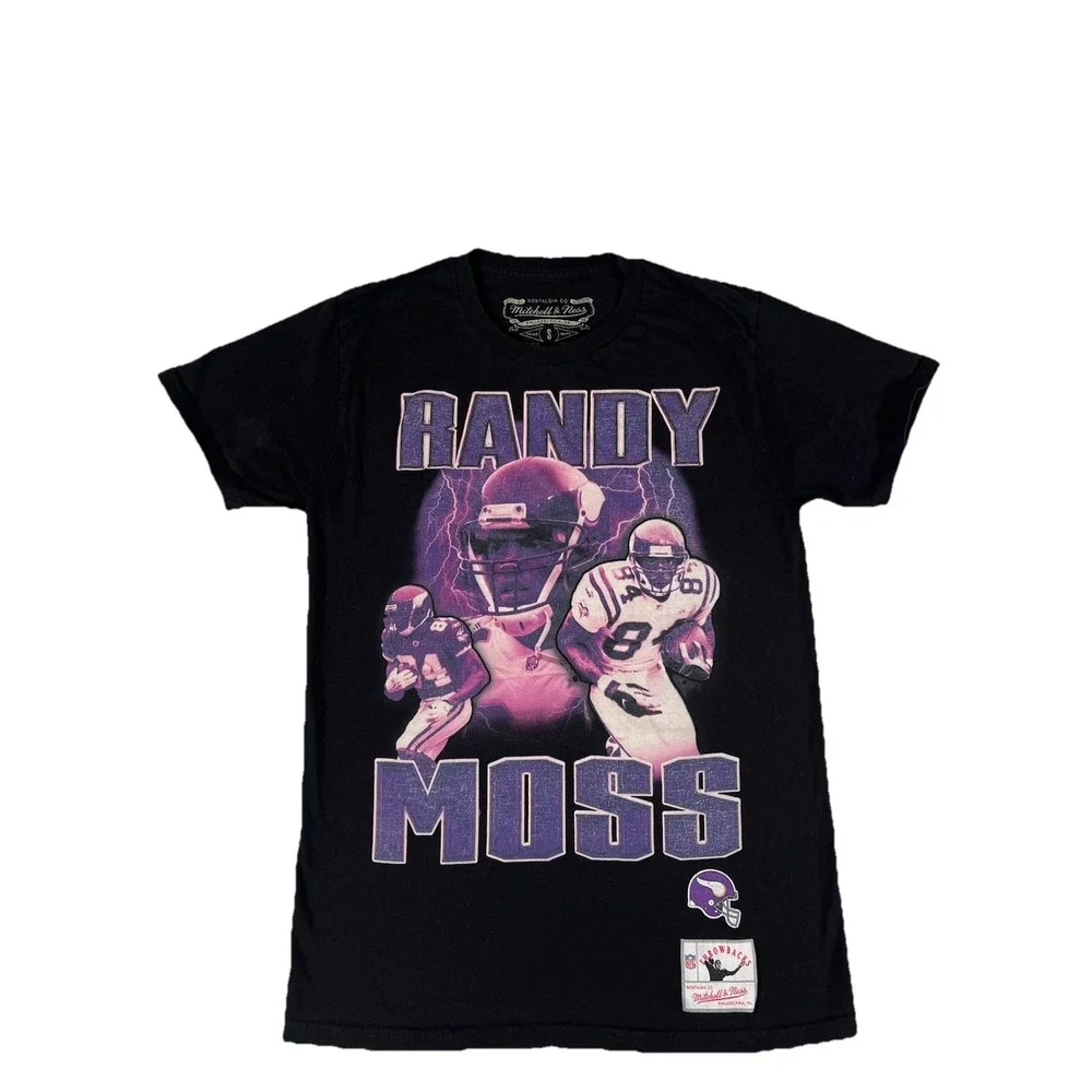 Mitchell & Ness Minnesota Vikings NFL‎ Randy Moss Black Graphic T-Shirt Men's S